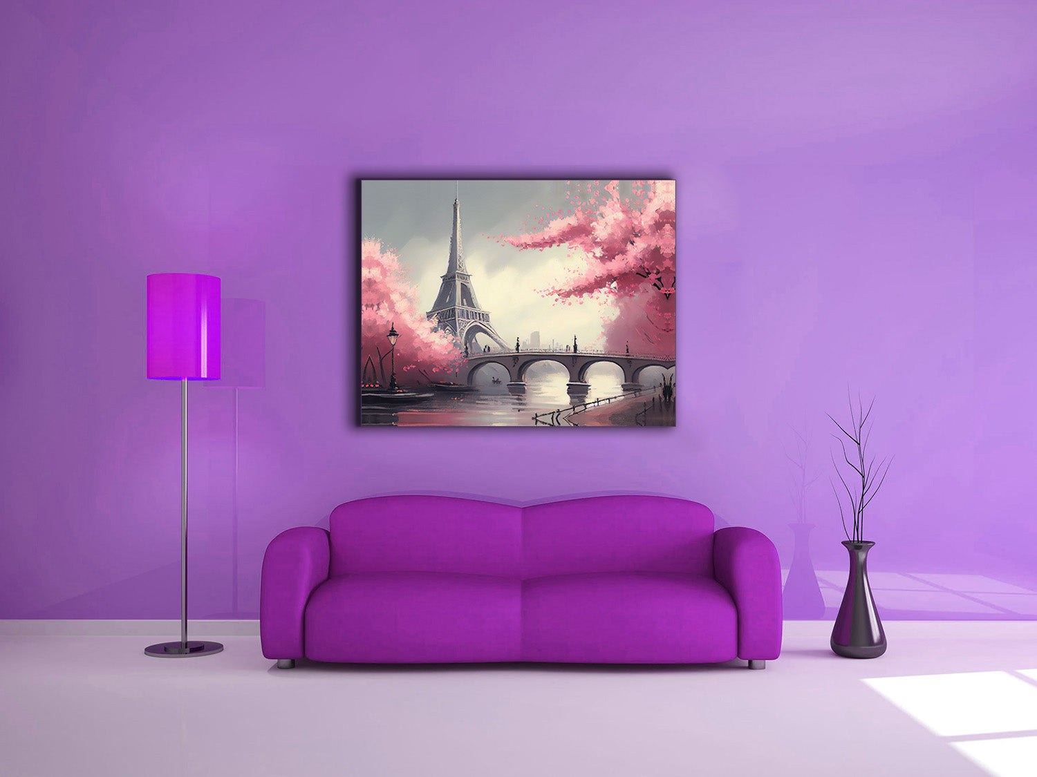 Canvas Print Eiffel Tower Pink 48x36 Wall Art-Wall Art-DECOROLALA