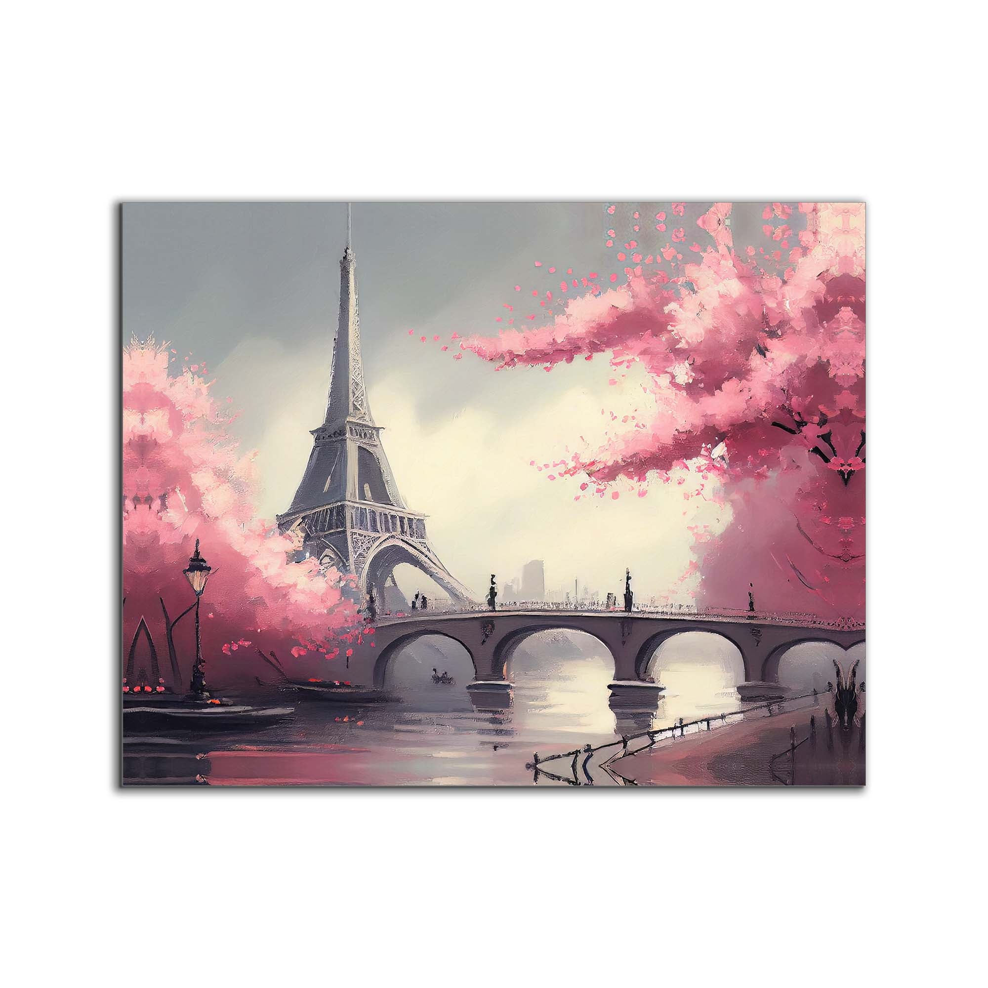 Canvas Print Eiffel Tower Pink 48x36 Wall Art-Wall Art-DECOROLALA