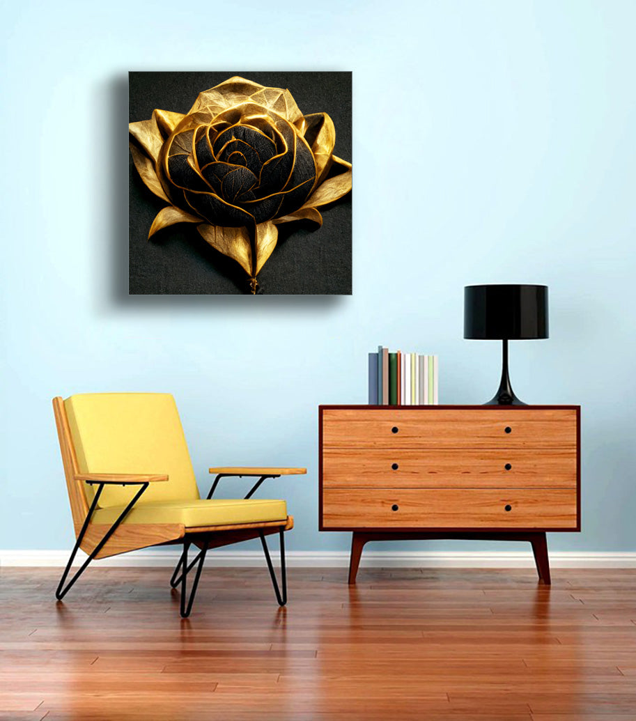Canvas Print Gold Blossom Wall Art 36x36-Wall Art-DECOROLALA