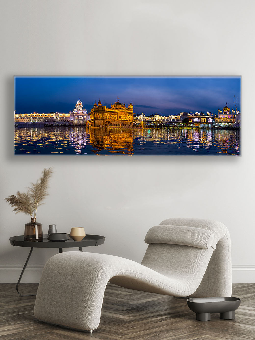 Canvas Print Golden Temple Amritsar 72x24 Gold Frame-Wall Art-DECOROLALA