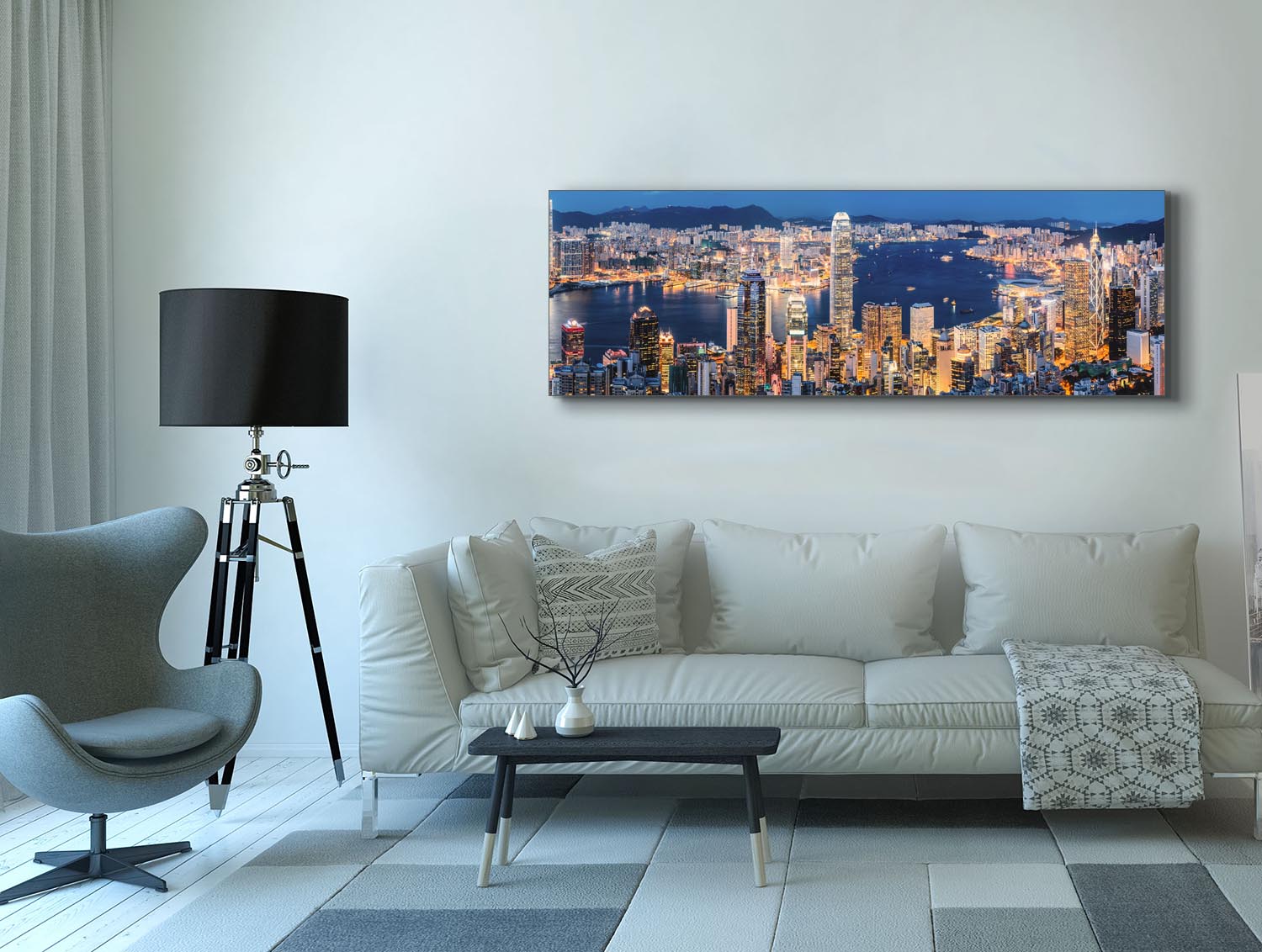 Canvas Print Hong Kong Skyline Wall Art 72x24-Wall Art-DECOROLALA