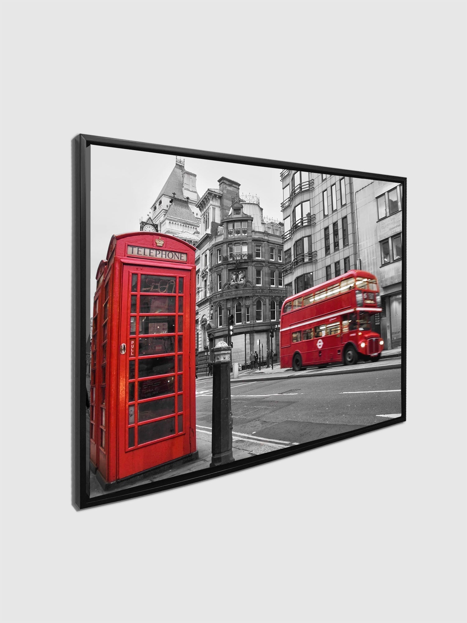 Canvas Print Red Double Decker Bus & Phone Booth 48x36-Wall Art-DECOROLALA