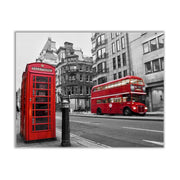 Canvas Print Red Double Decker Bus & Phone Booth 48x36-Wall Art-DECOROLALA