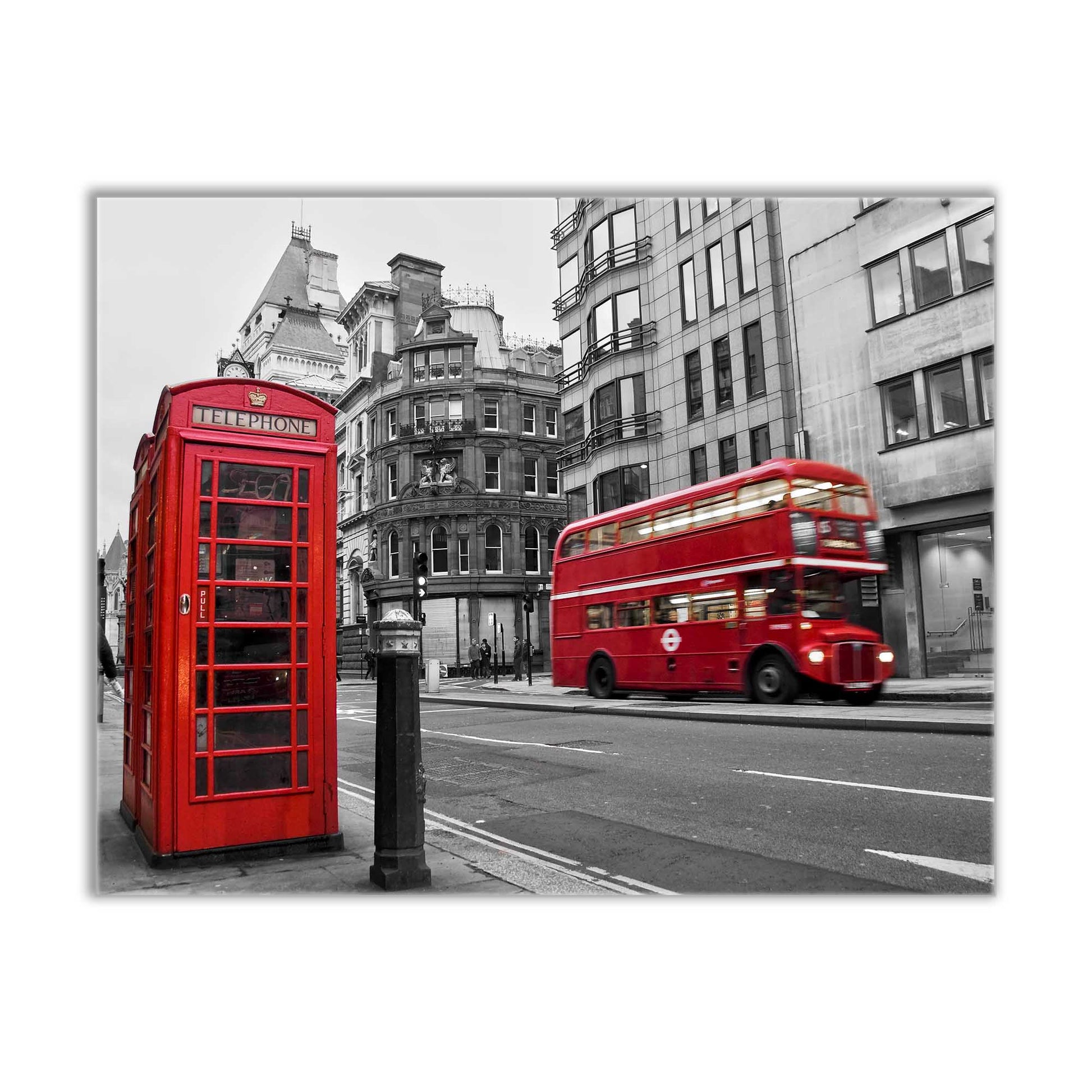 Canvas Print Red Double Decker Bus & Phone Booth 48x36-Wall Art-DECOROLALA