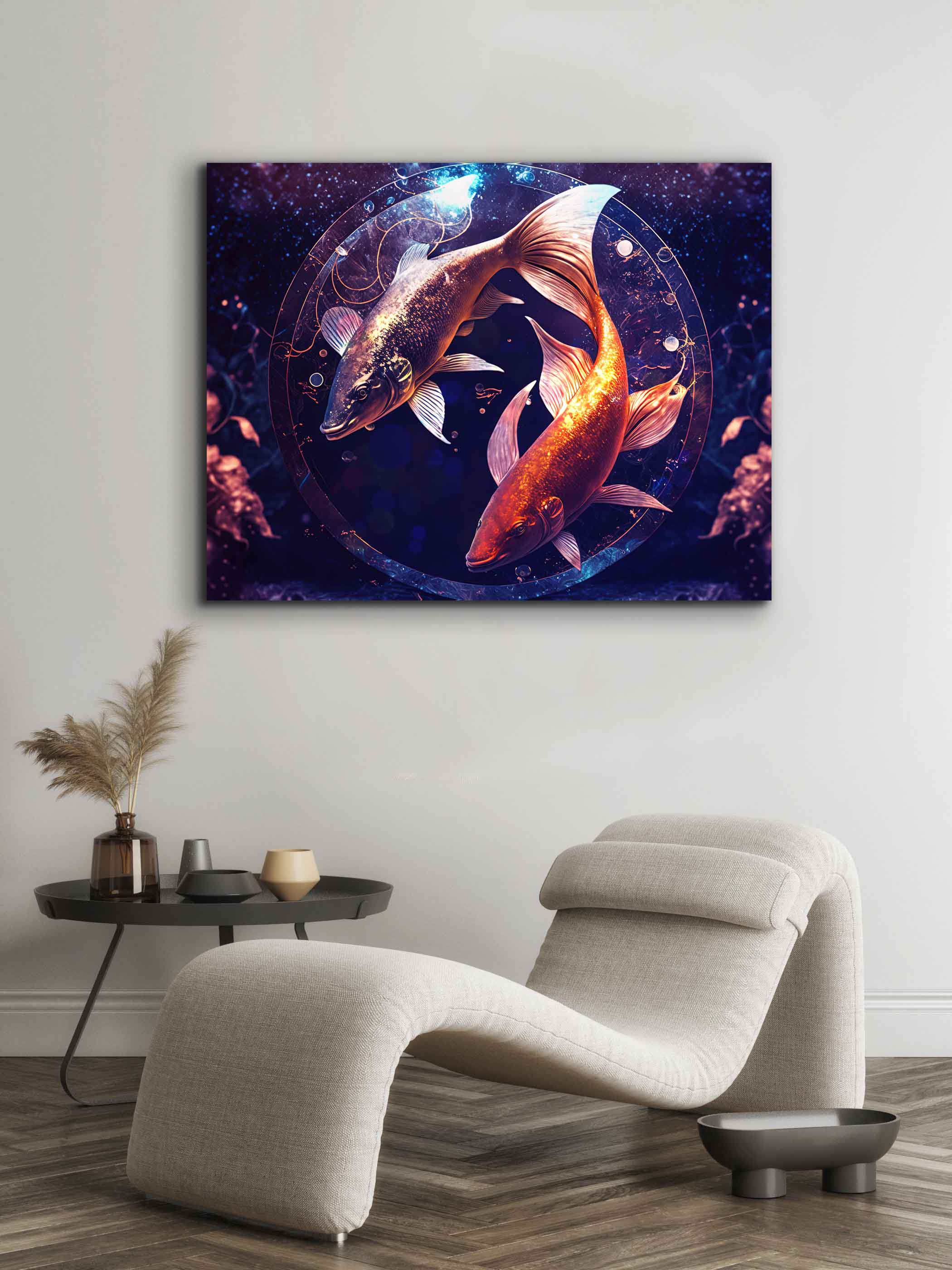 Canvas Print Zodiac Pisces Fish Symbol 48x36-Wall Art-DECOROLALA