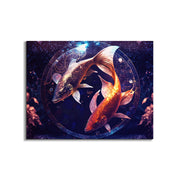 Canvas Print Zodiac Pisces Fish Symbol 48x36-Wall Art-DECOROLALA