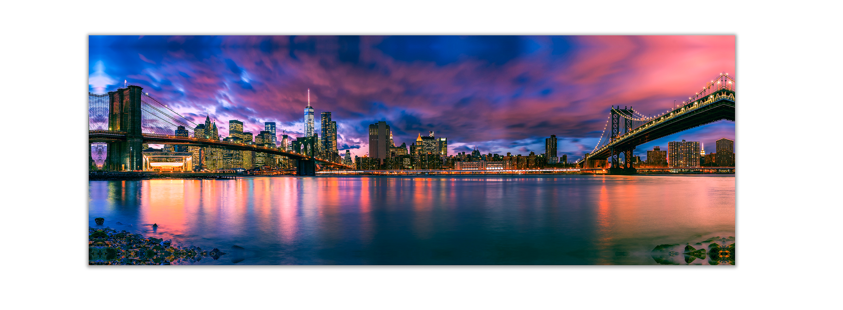 Canvas The East River and the Brooklyn Bridge-New York City landscape-Wall Art-DECOROLALA