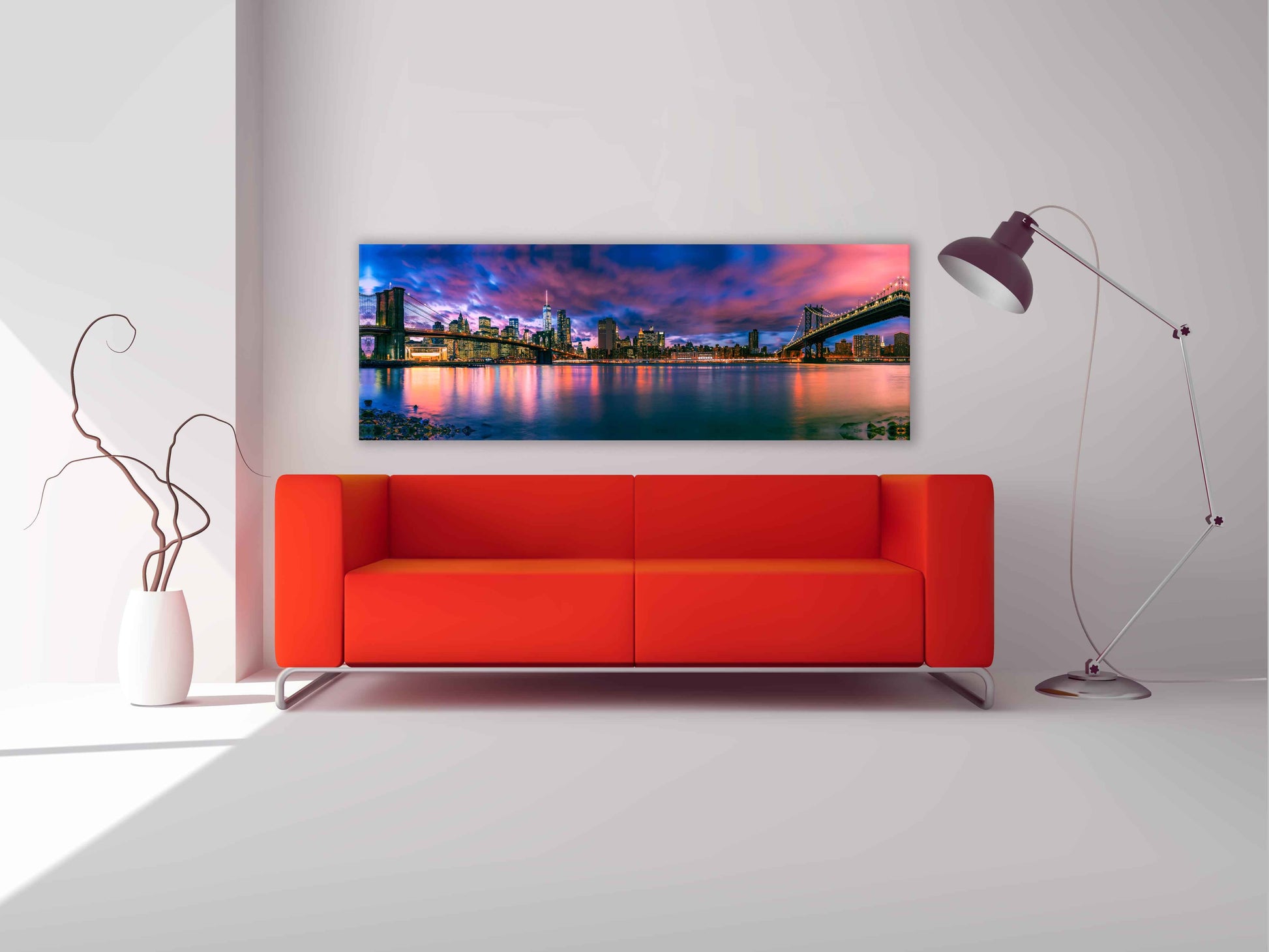 Canvas The East River and the Brooklyn Bridge-New York City landscape-Wall Art-DECOROLALA