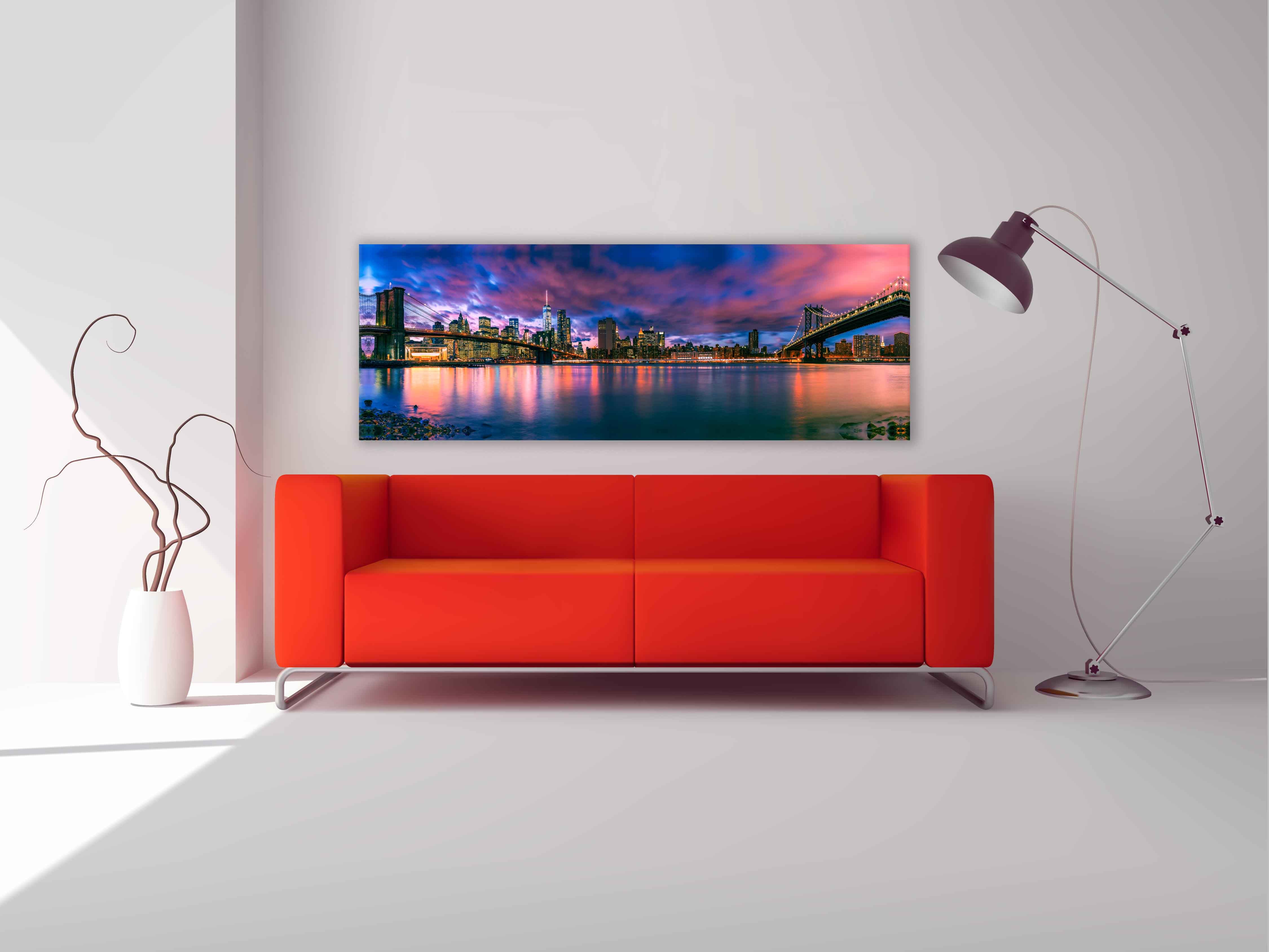 Canvas The East River and the Brooklyn Bridge-New York City landscape-Wall Art-DECOROLALA