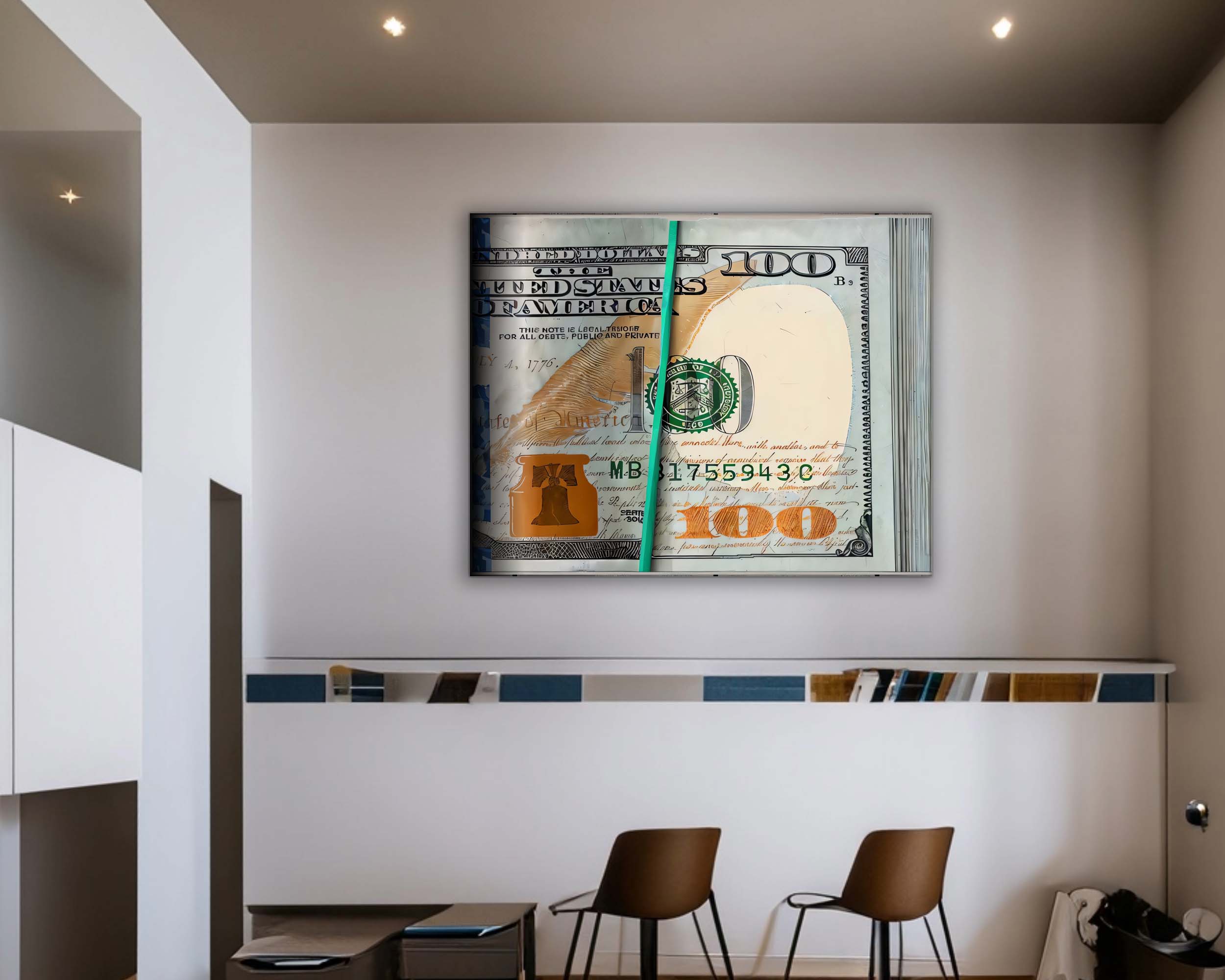 Canvas Wall Art 48x36 - Hundred Dollar Bills-Canvas Print-DECOROLALA