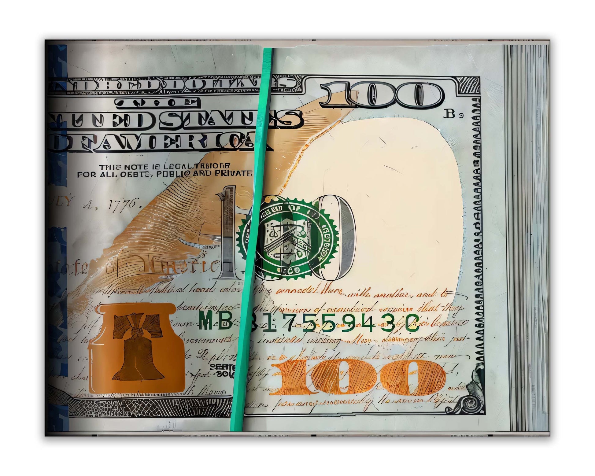 Canvas Wall Art 48x36 - Hundred Dollar Bills-Canvas Print-DECOROLALA