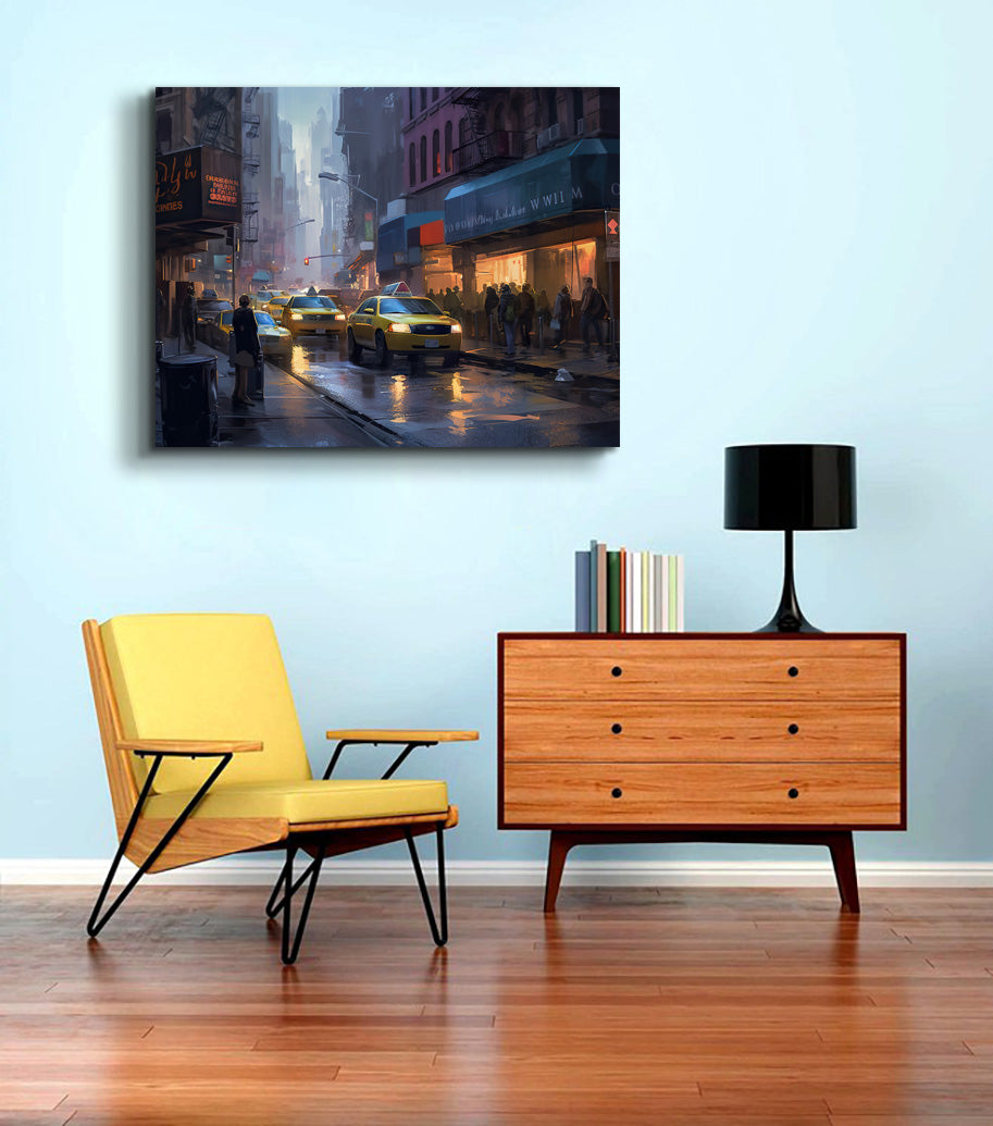 Canvas Wall Art NYC Night Streets RGB Varnish-Wall Art-DECOROLALA