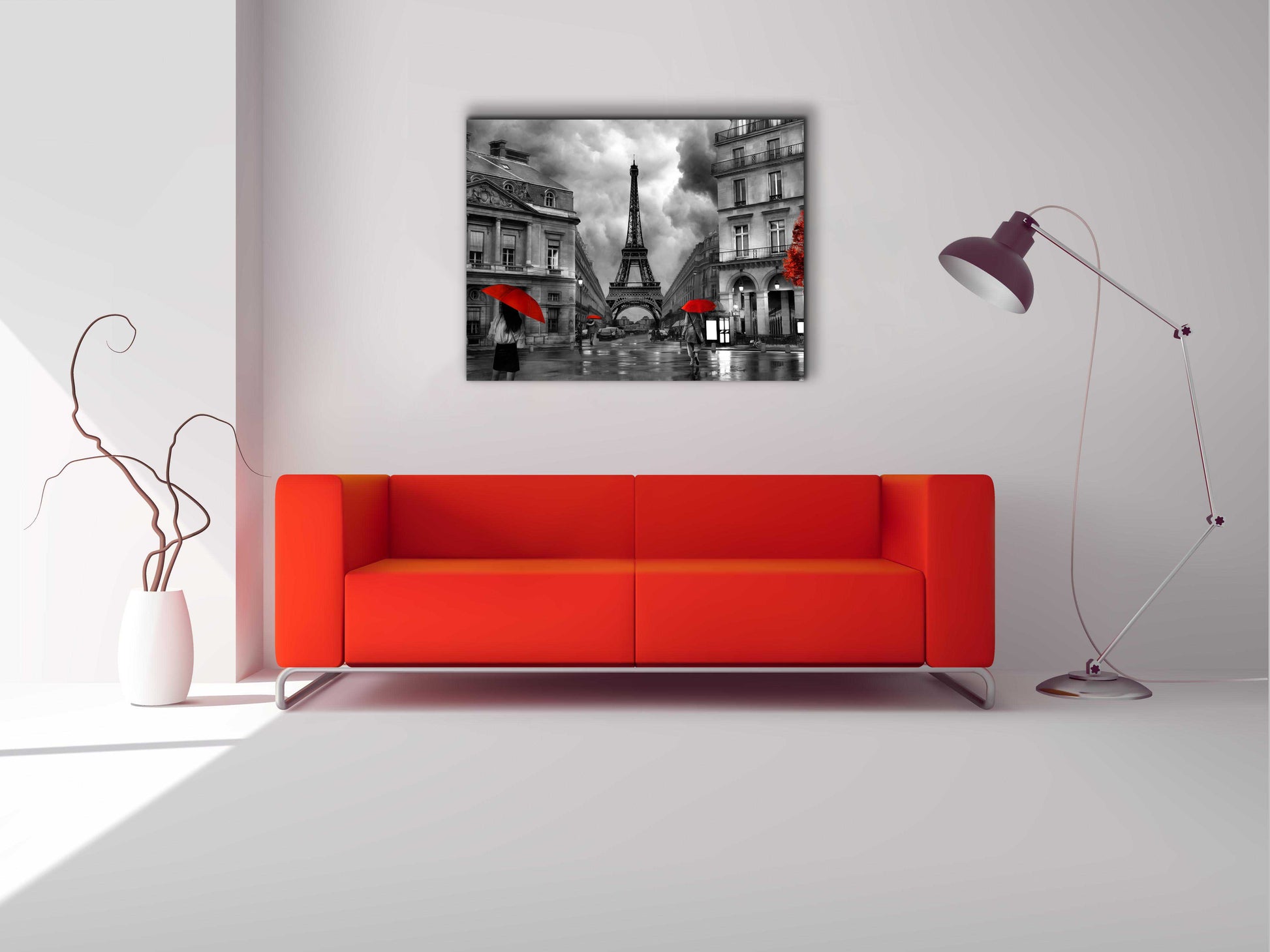 Canvas Wall Art Painterly Paris Red Accents 48x36-Wall Art-DECOROLALA