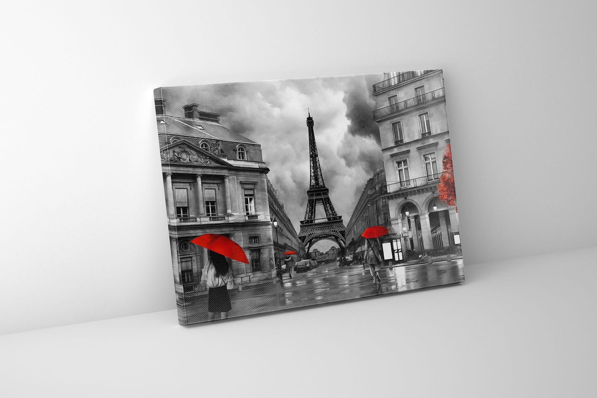 Canvas Wall Art Painterly Paris Red Accents 48x36-Wall Art-DECOROLALA