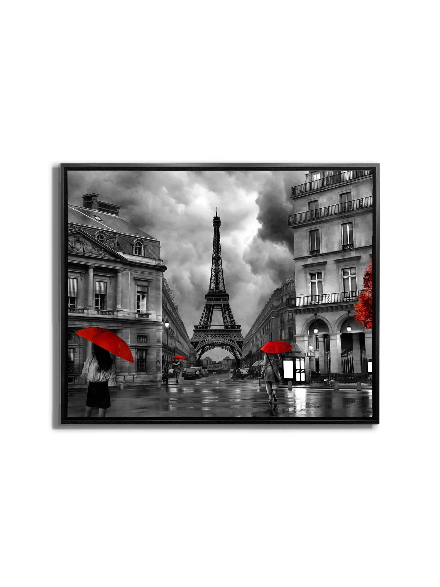 Canvas Wall Art Painterly Paris Red Accents 48x36-Wall Art-DECOROLALA