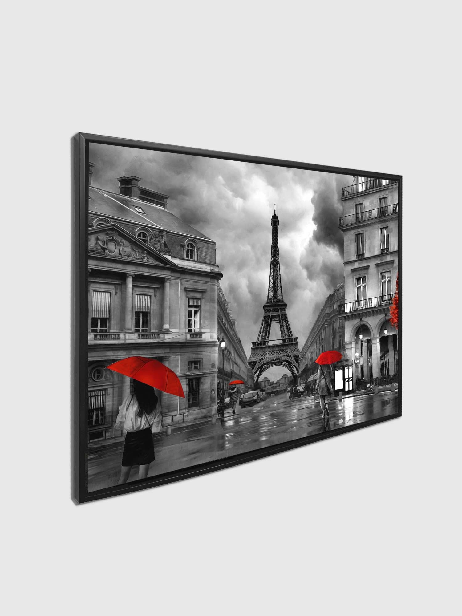 Canvas Wall Art Painterly Paris Red Accents 48x36-Wall Art-DECOROLALA