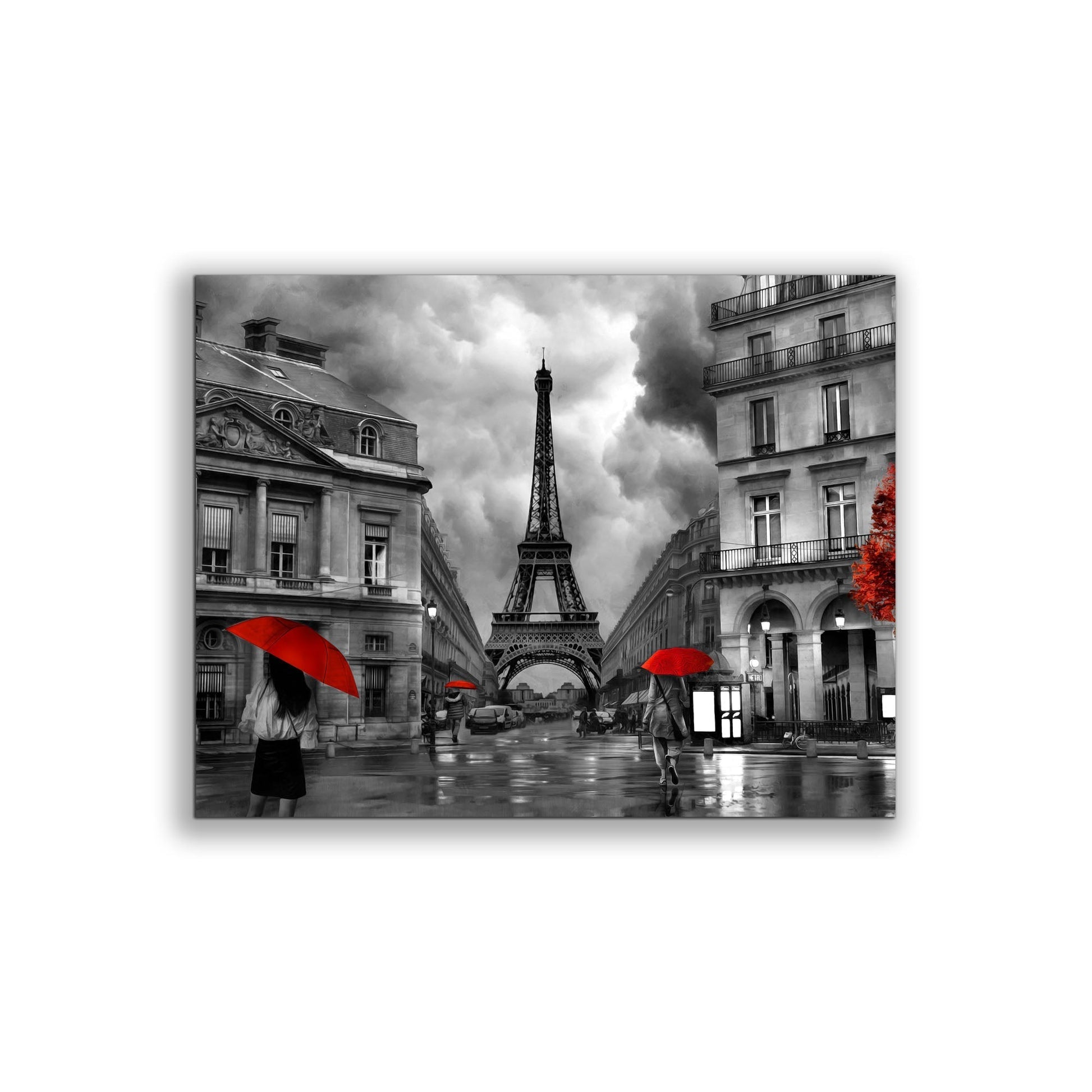 Canvas Wall Art Painterly Paris Red Accents 48x36-Wall Art-DECOROLALA
