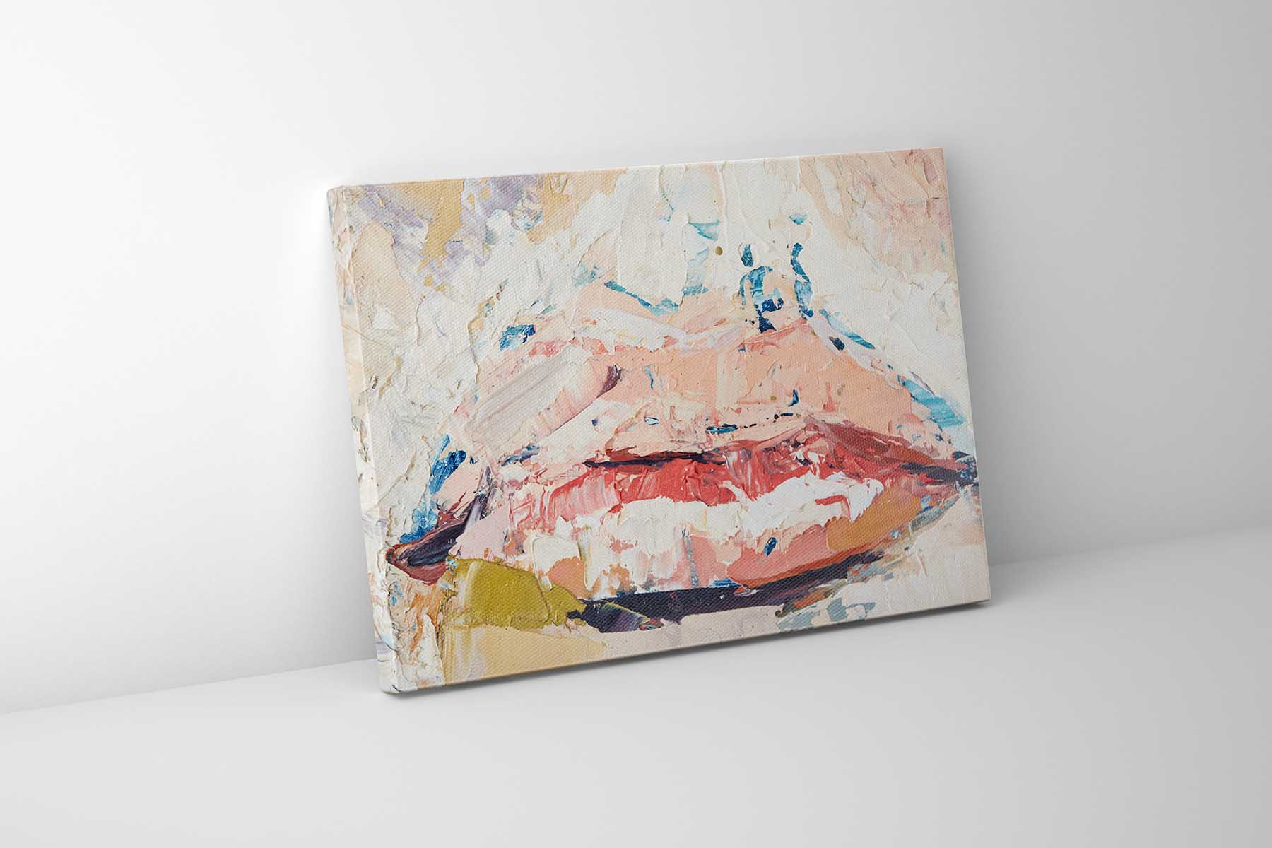 Canvas Wall Art Palette Knife "Painted Lips" 48x36-Wall Art-DECOROLALA