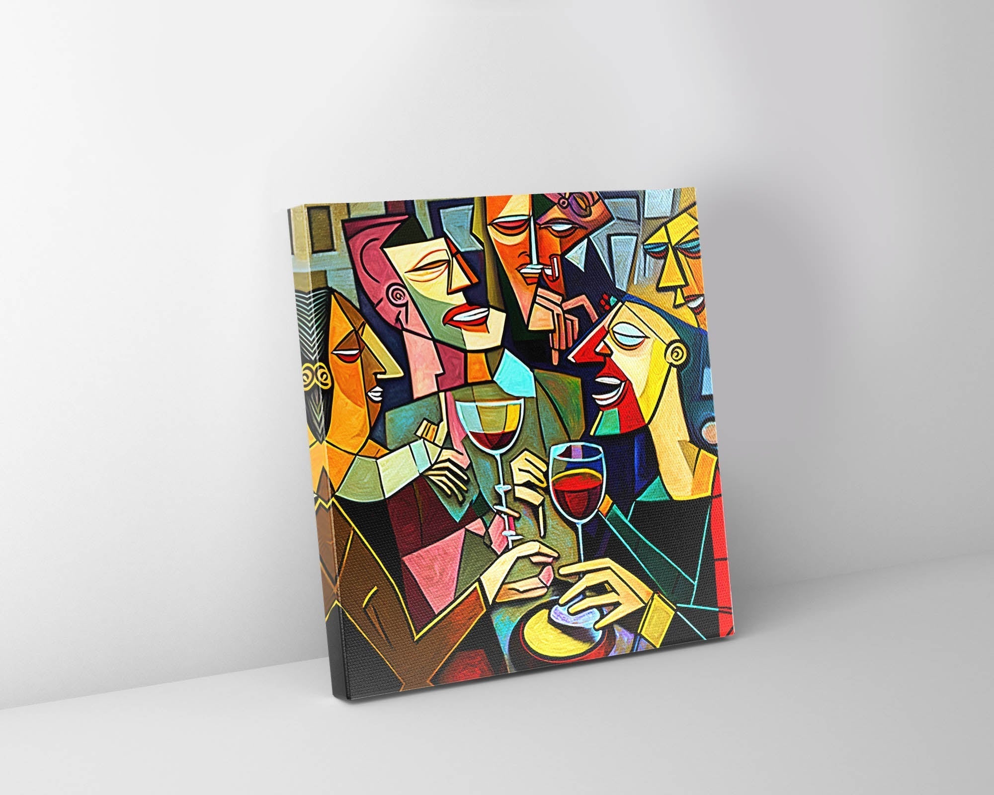 Canvas Wall Art Picasso Drinking Group Gold Shimmer-Wall Art-DECOROLALA