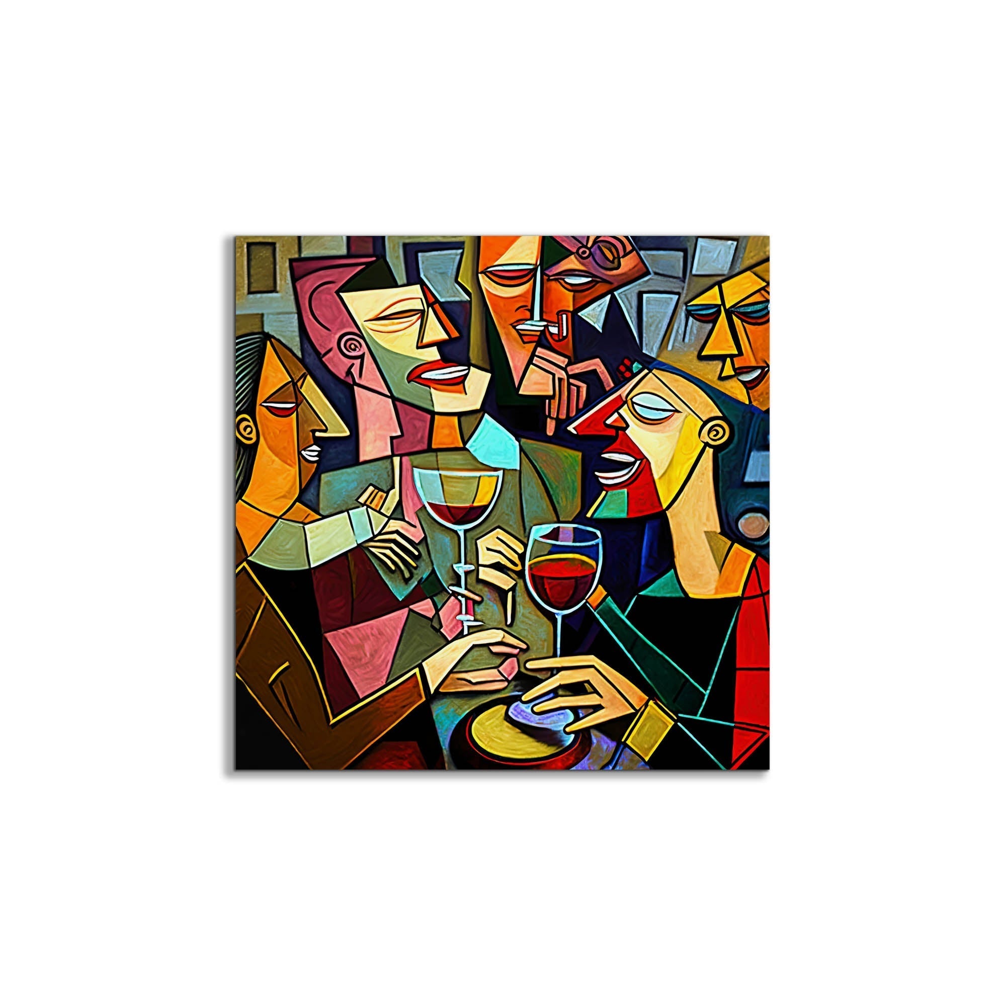 Canvas Wall Art Picasso Drinking Group Gold Shimmer-Wall Art-DECOROLALA