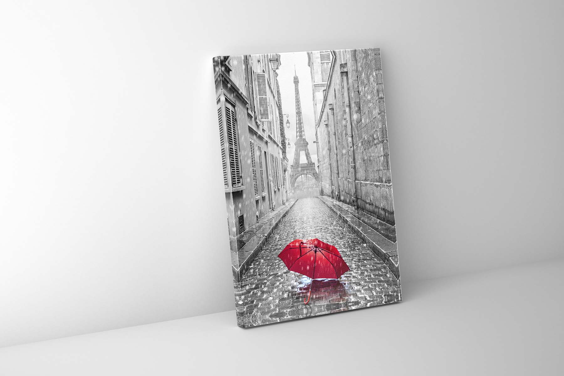 Canvas Wall Art Red Umbrella Eiffel Tower 48x36 Silver-Wall Art-DECOROLALA