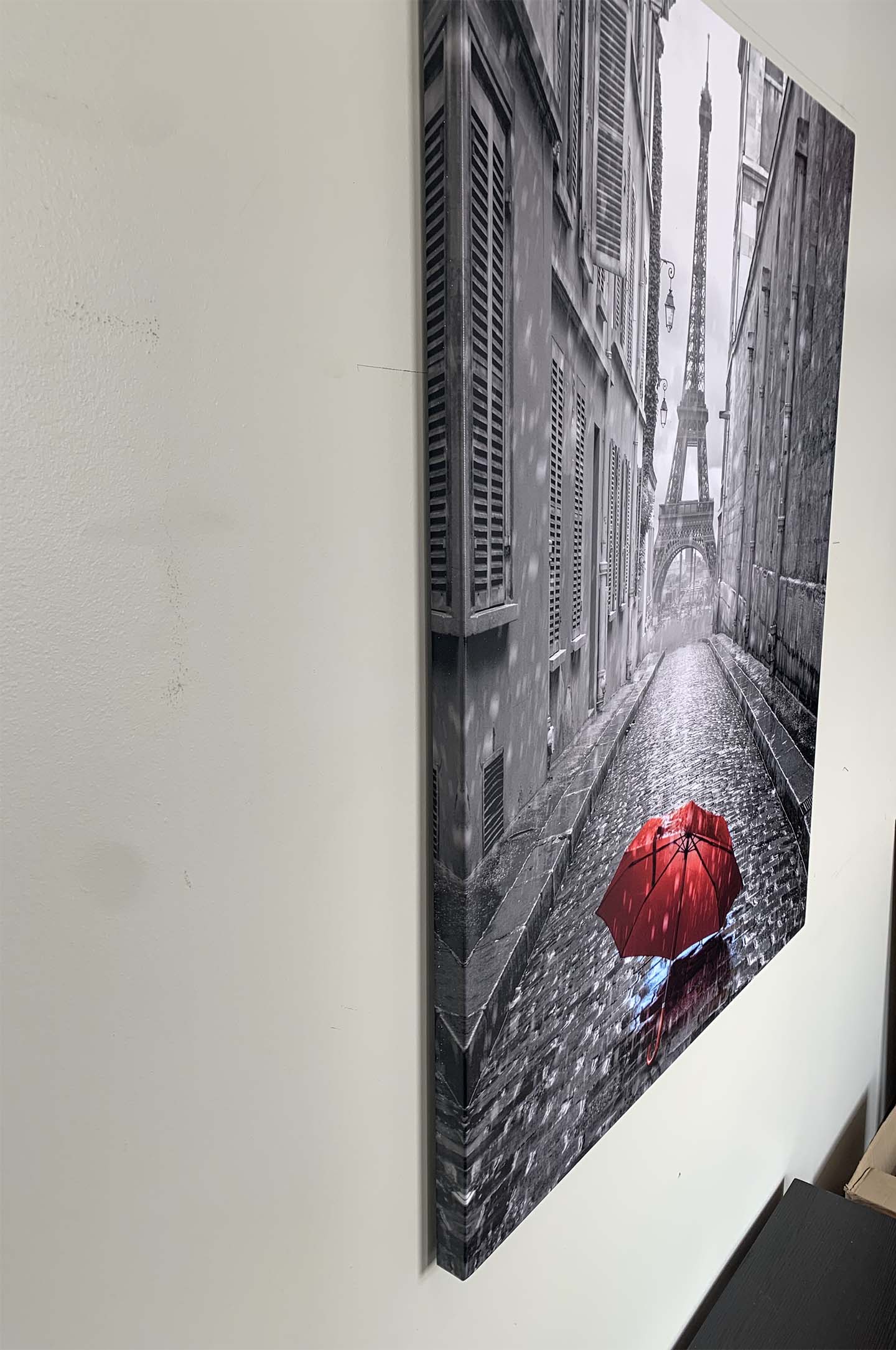 Canvas Wall Art Red Umbrella Eiffel Tower 48x36 Silver-Wall Art-DECOROLALA