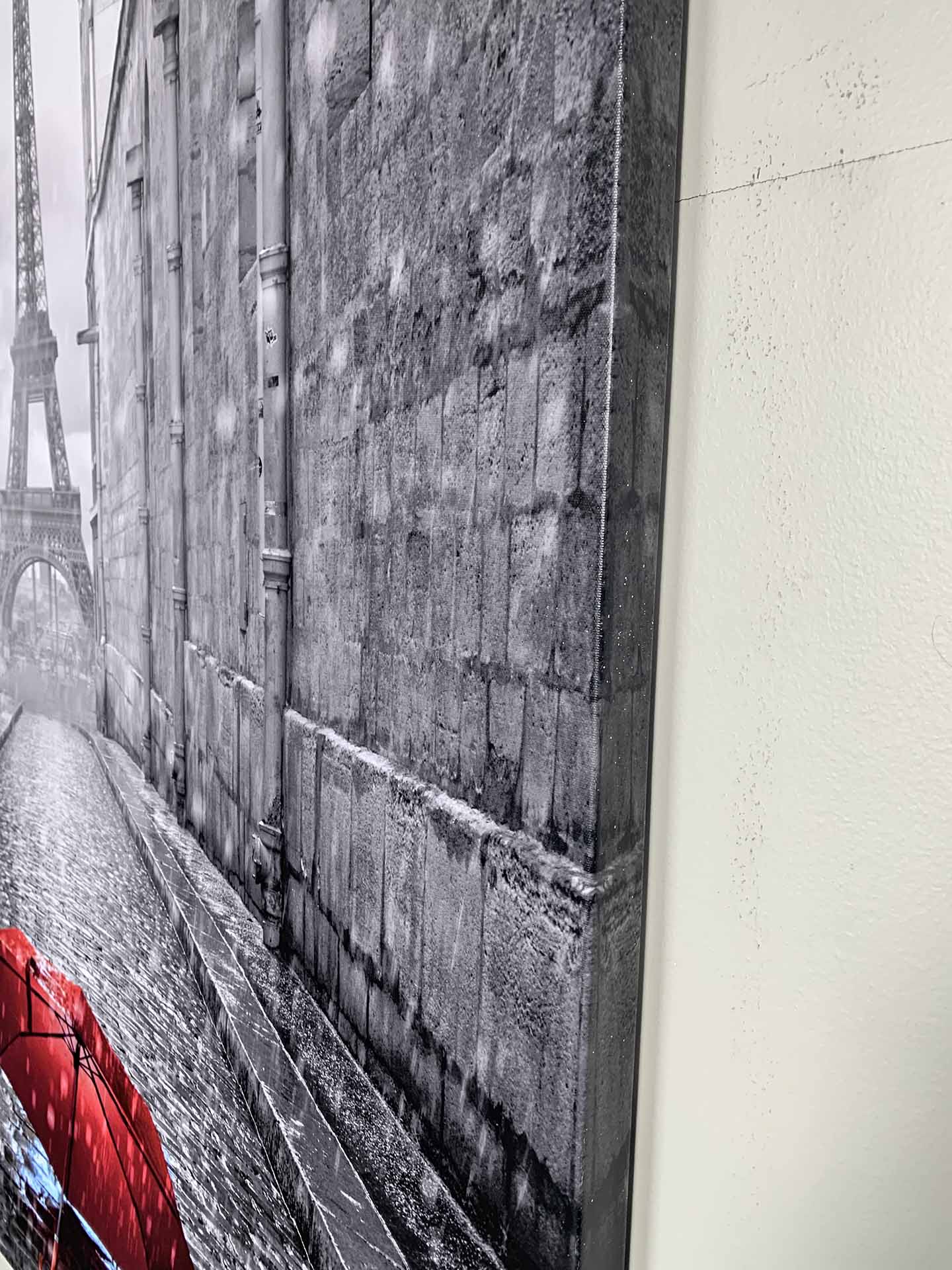 Canvas Wall Art Red Umbrella Eiffel Tower 48x36 Silver-Wall Art-DECOROLALA