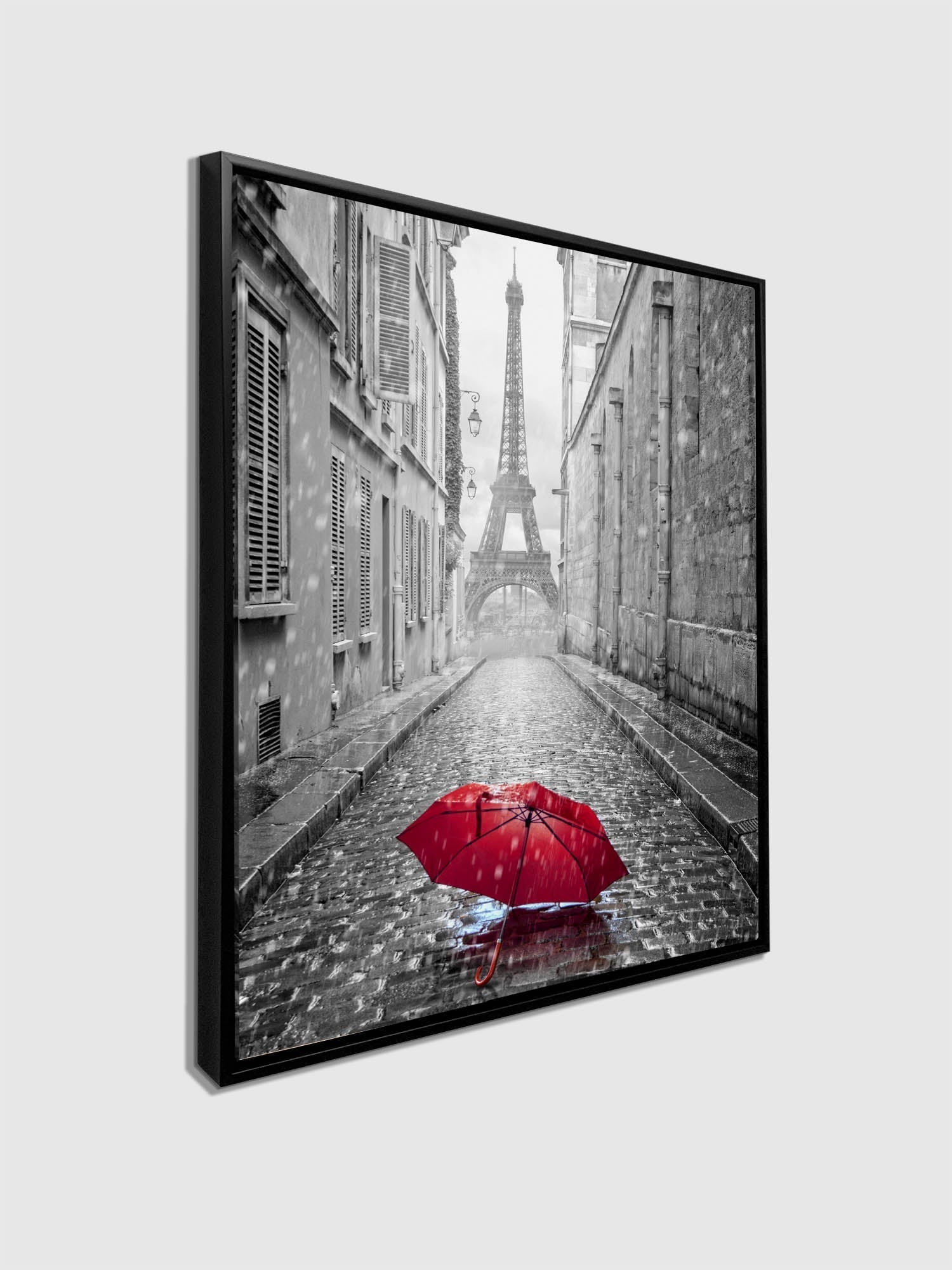 Canvas Wall Art Red Umbrella Eiffel Tower 48x36 Silver-Wall Art-DECOROLALA