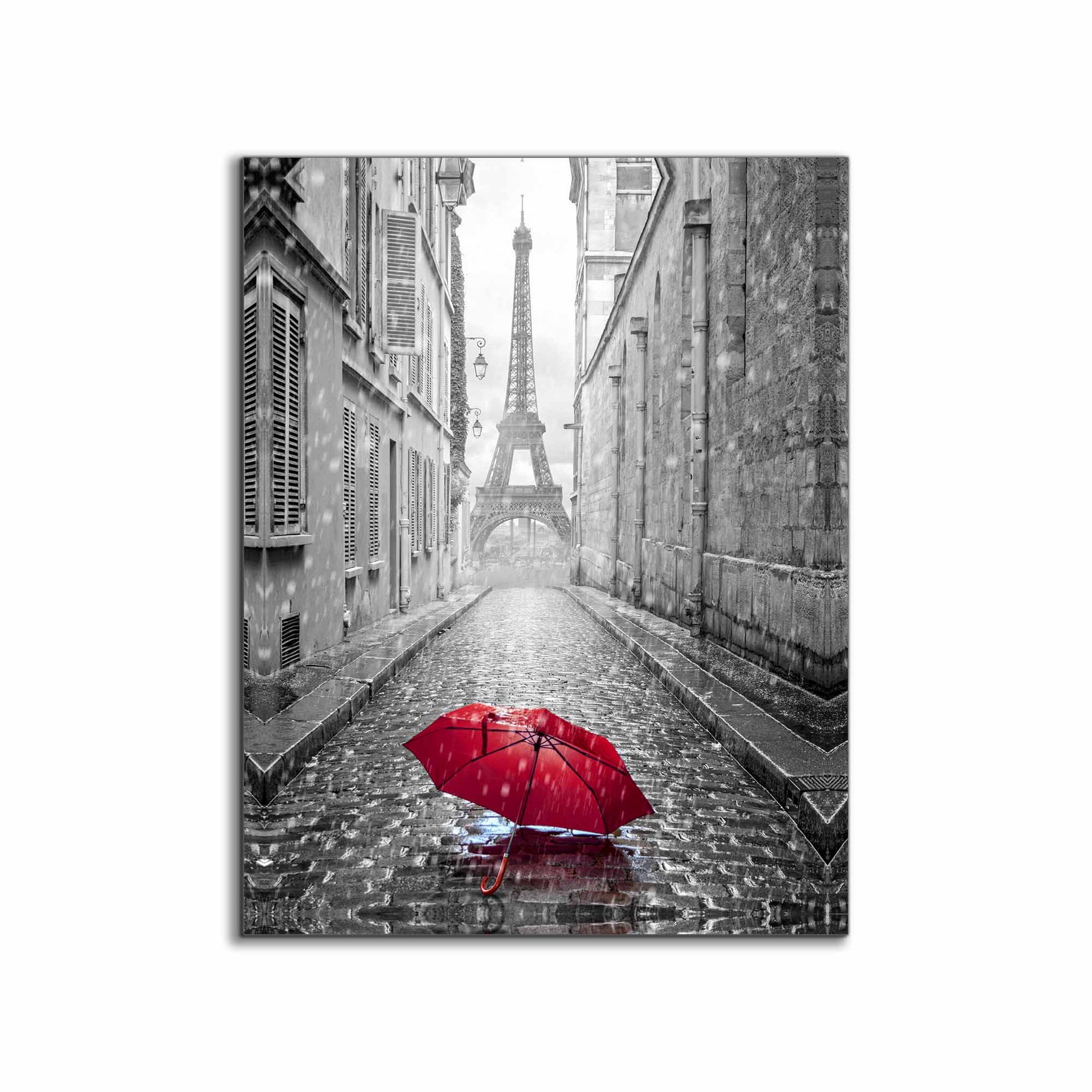 Canvas Wall Art Red Umbrella Eiffel Tower 48x36 Silver-Wall Art-DECOROLALA