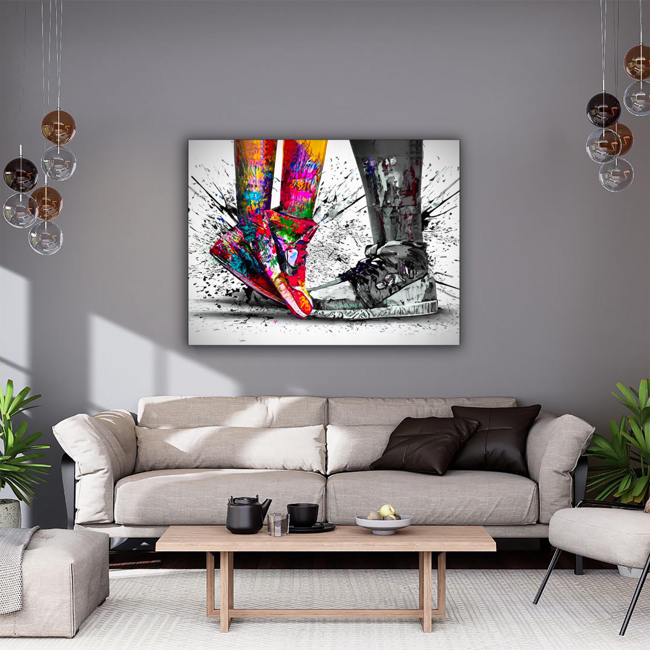 Canvas Wall Art Sneaker Encounter 48x36 Inches-Canvas Print-DECOROLALA