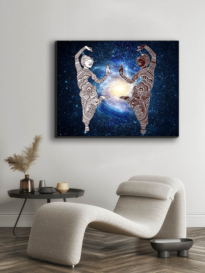 Canvas Wall Art Symmetry Abstract Dancing Women Galaxy-Wall Art-DECOROLALA