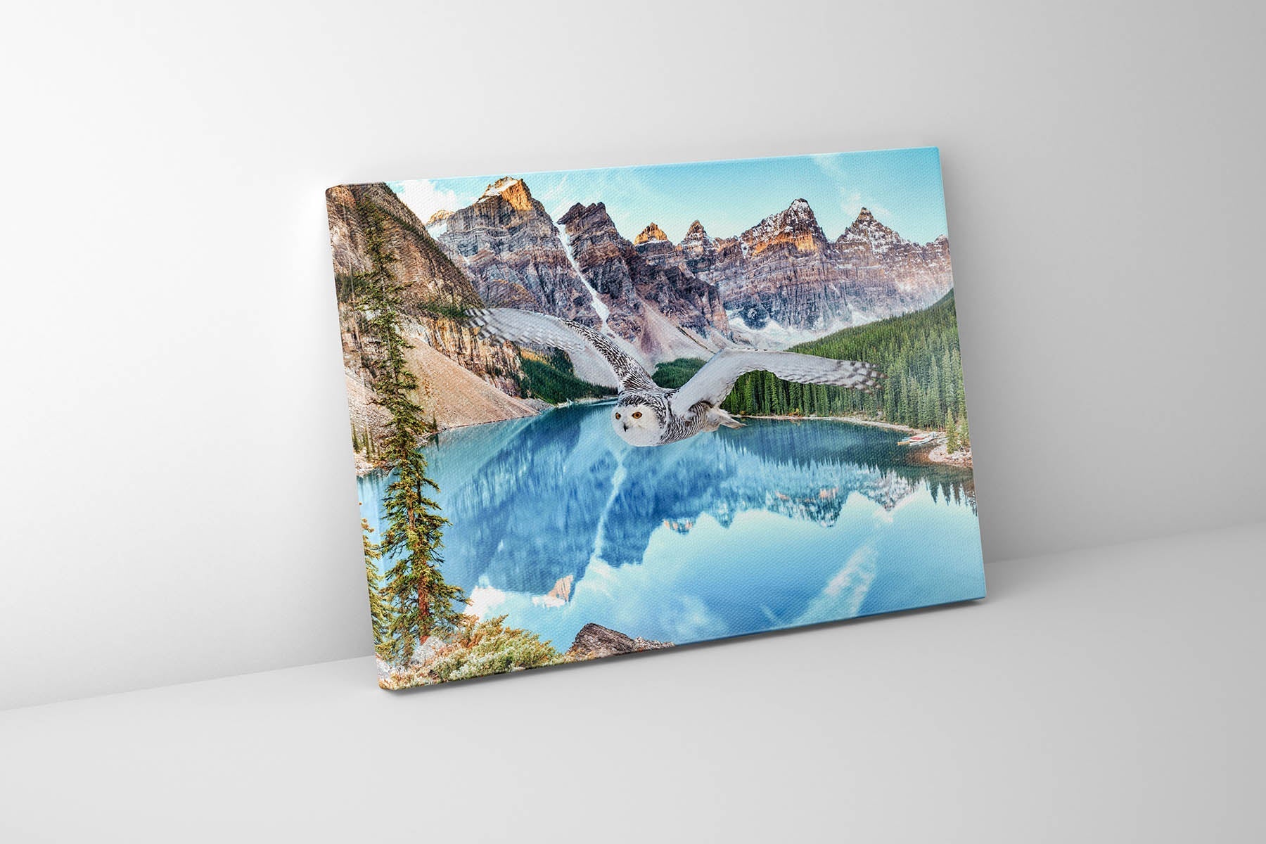 Canvas Wildlife Art-Snowy Owl at Banff-Printed Artwork-Wall Art-DECOROLALA