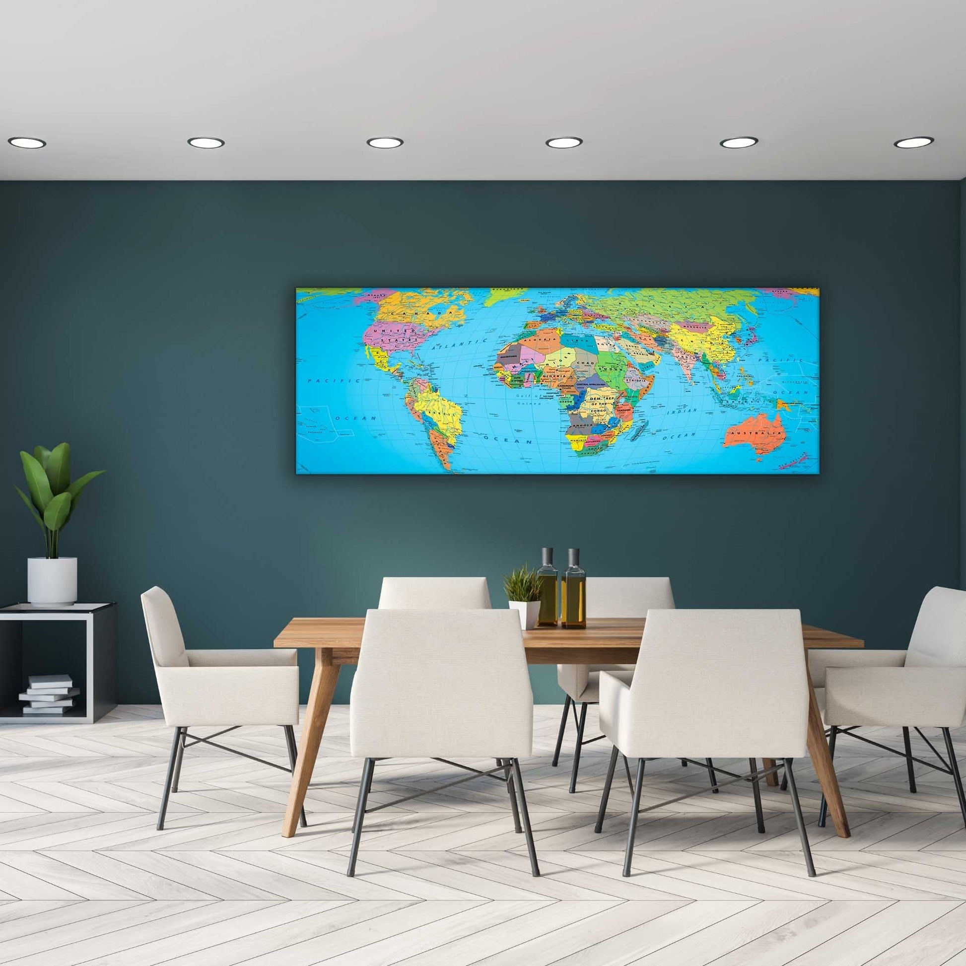 Canvas World Map 72" x 24" Ready to hang canvas wall decor-Canvas Print-DECOROLALA