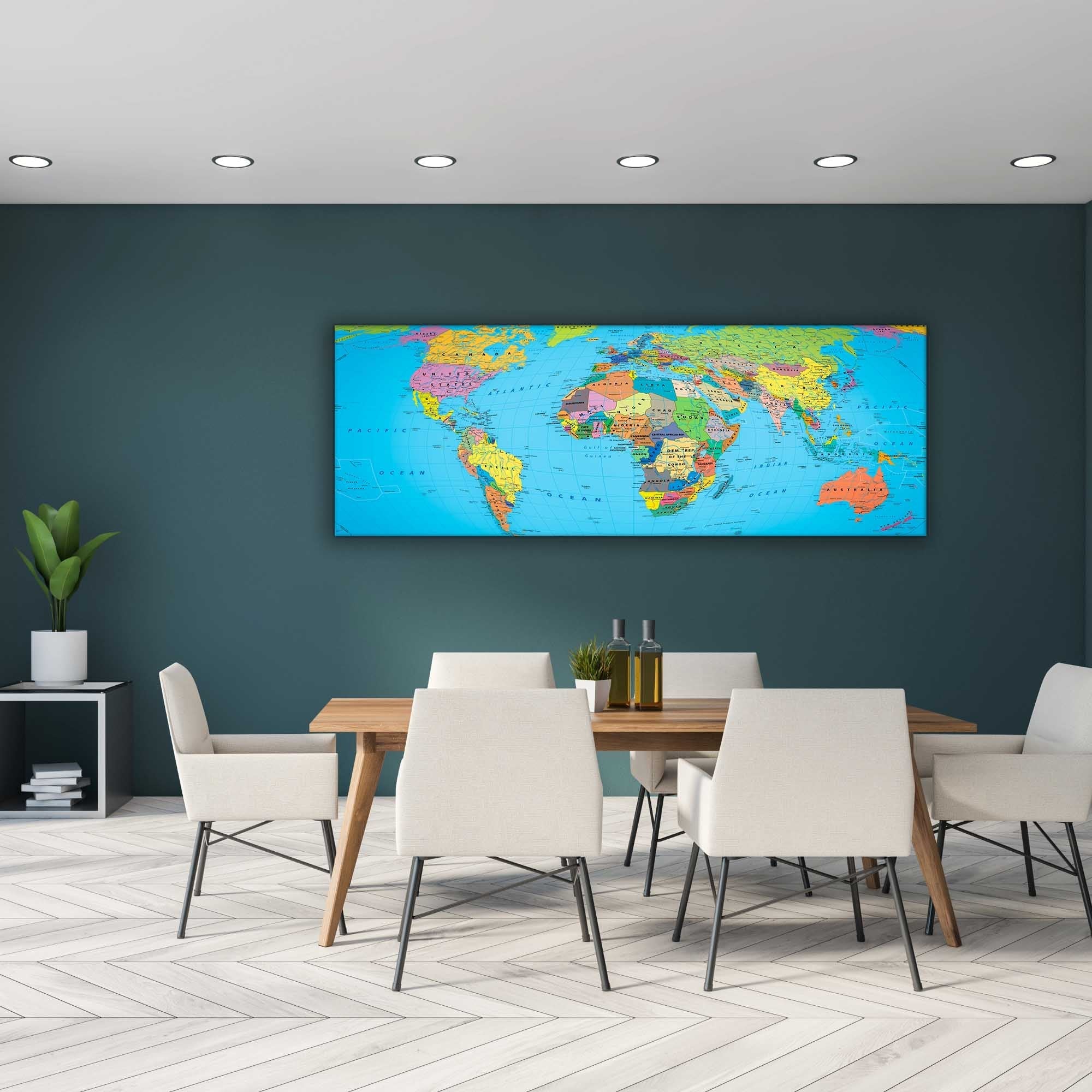 Canvas World Map 72" x 24" Ready to hang canvas wall decor-Canvas Print-DECOROLALA