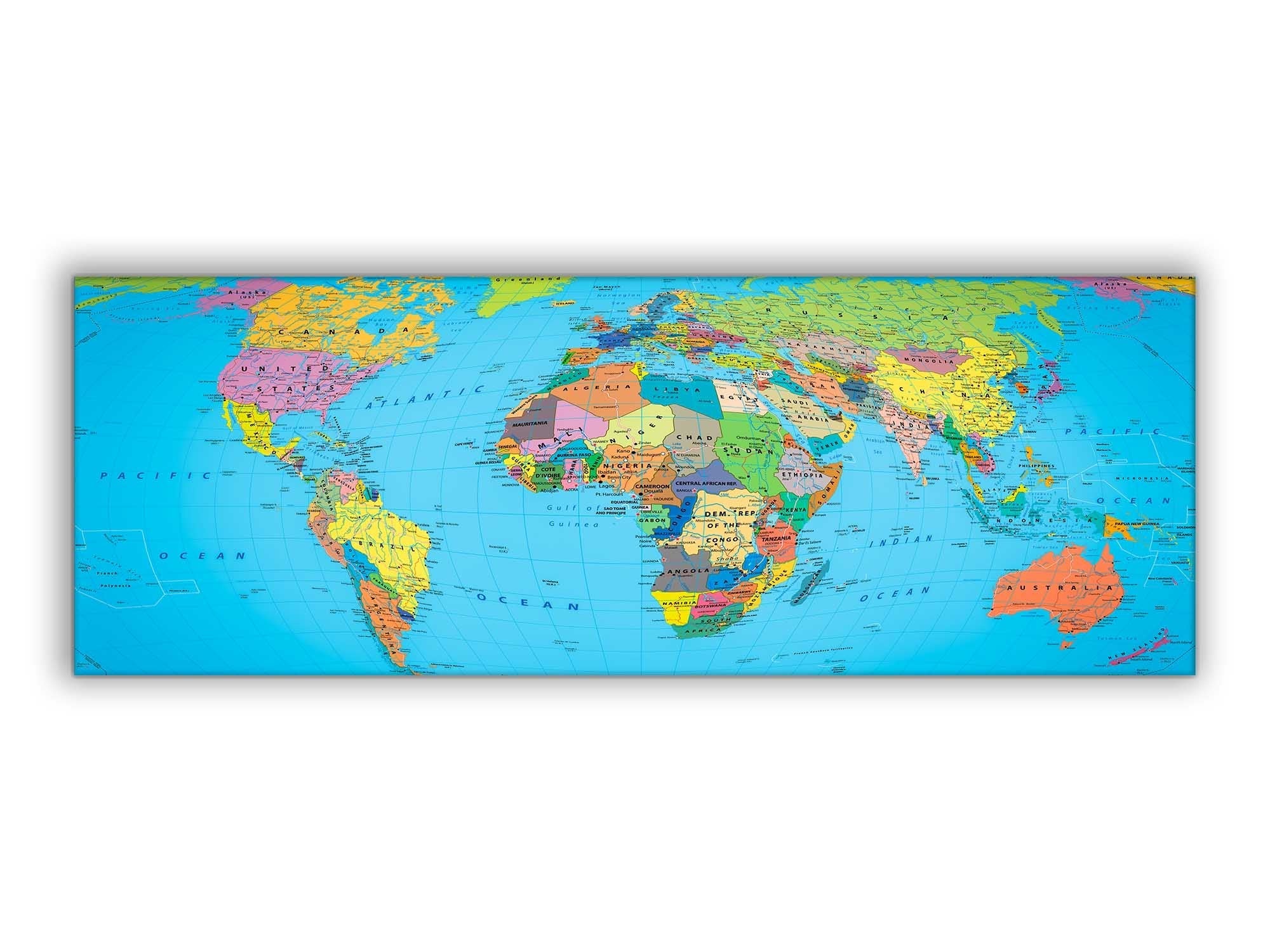Canvas World Map 72" x 24" Ready to hang canvas wall decor-Canvas Print-DECOROLALA