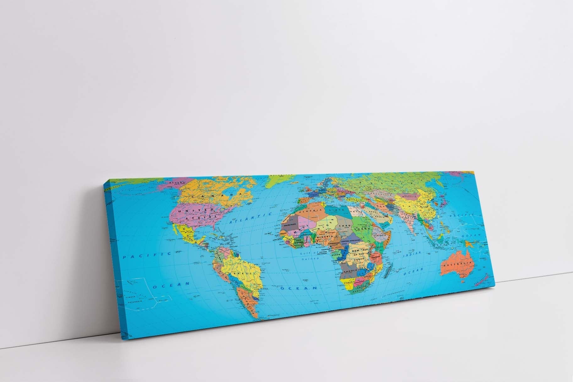 Canvas World Map 72" x 24" Ready to hang canvas wall decor-Canvas Print-DECOROLALA