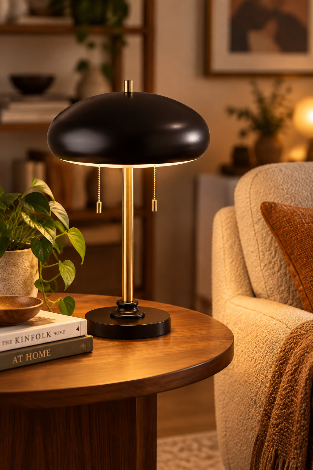 Cap Table Lamp - Black Mid-Century Modern-Lighting-DECOROLALA