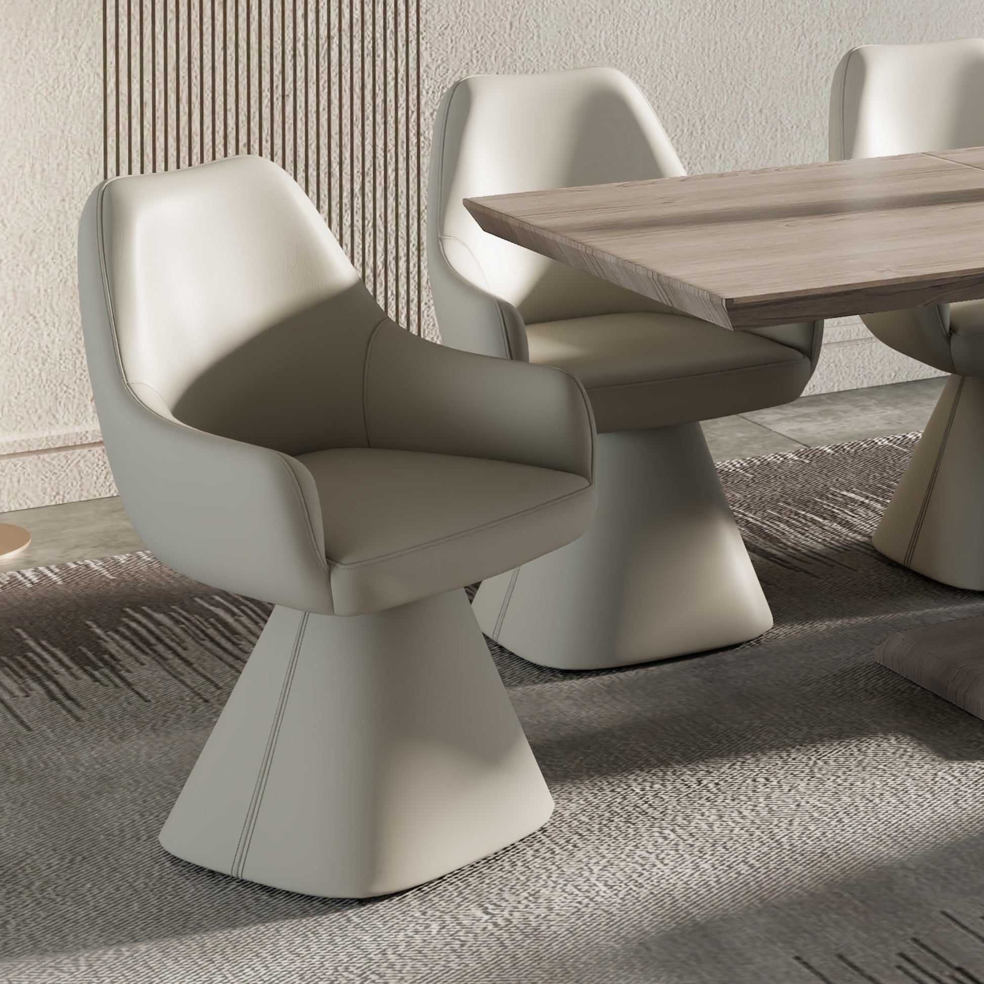 Caprese Swivel Dining Chair - Beige Fully Upholstered-DECOROLALA