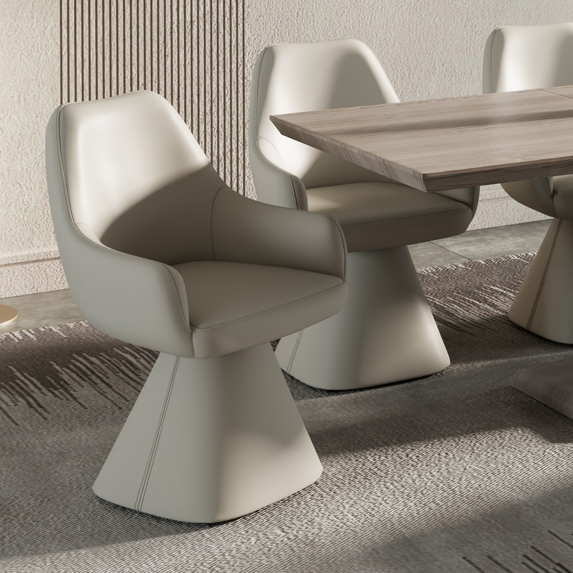 Caprese Swivel Dining Chair - Beige Fully Upholstered-DECOROLALA