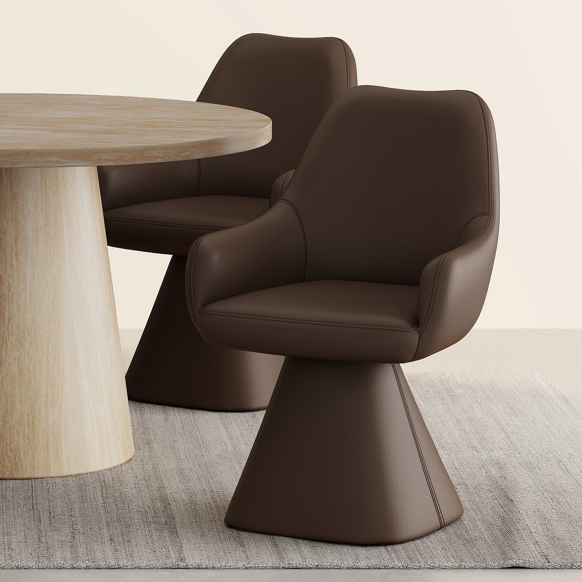 Caprese Swivel Dining Chair - Brown Fully Upholstered-DECOROLALA