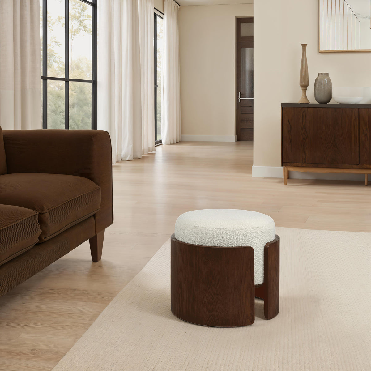 Capsula 18.0" Height Ottoman, Brown-Ottomans-DECOROLALA