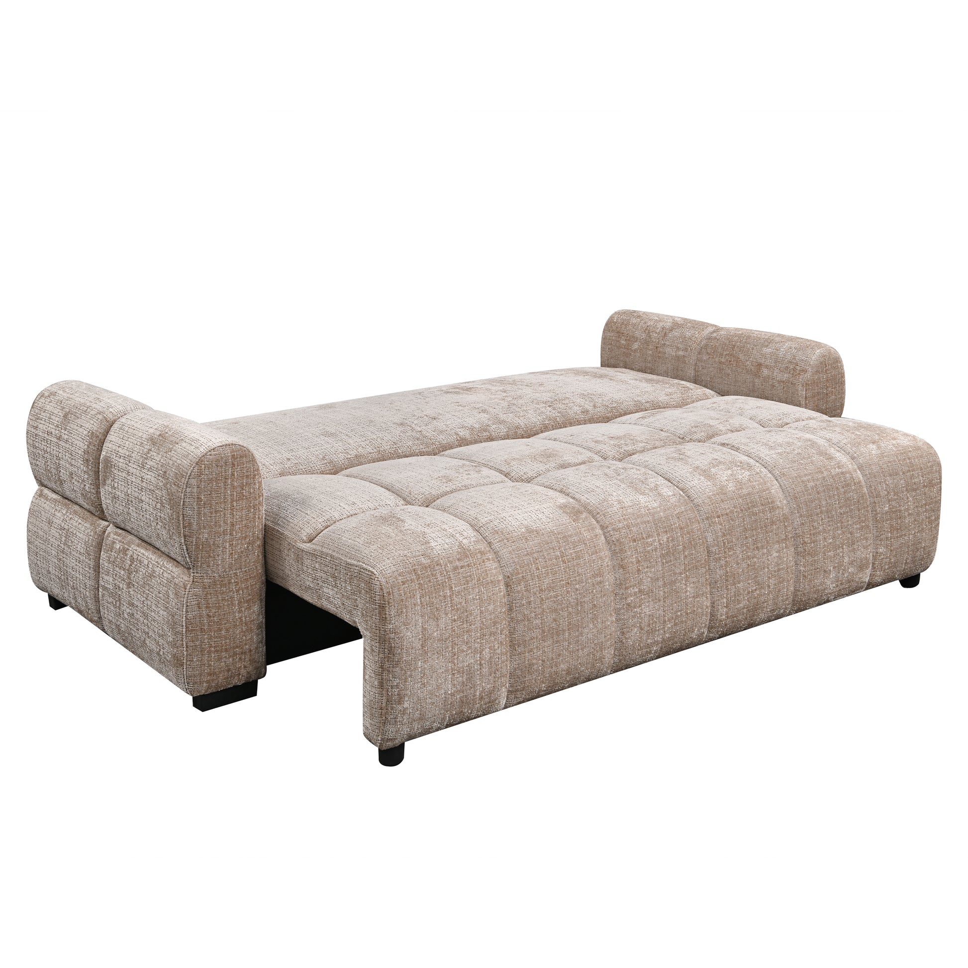 Cara 92 in. Beige Upholstered Tufted Sofa Bed-Living Room-DECOROLALA
