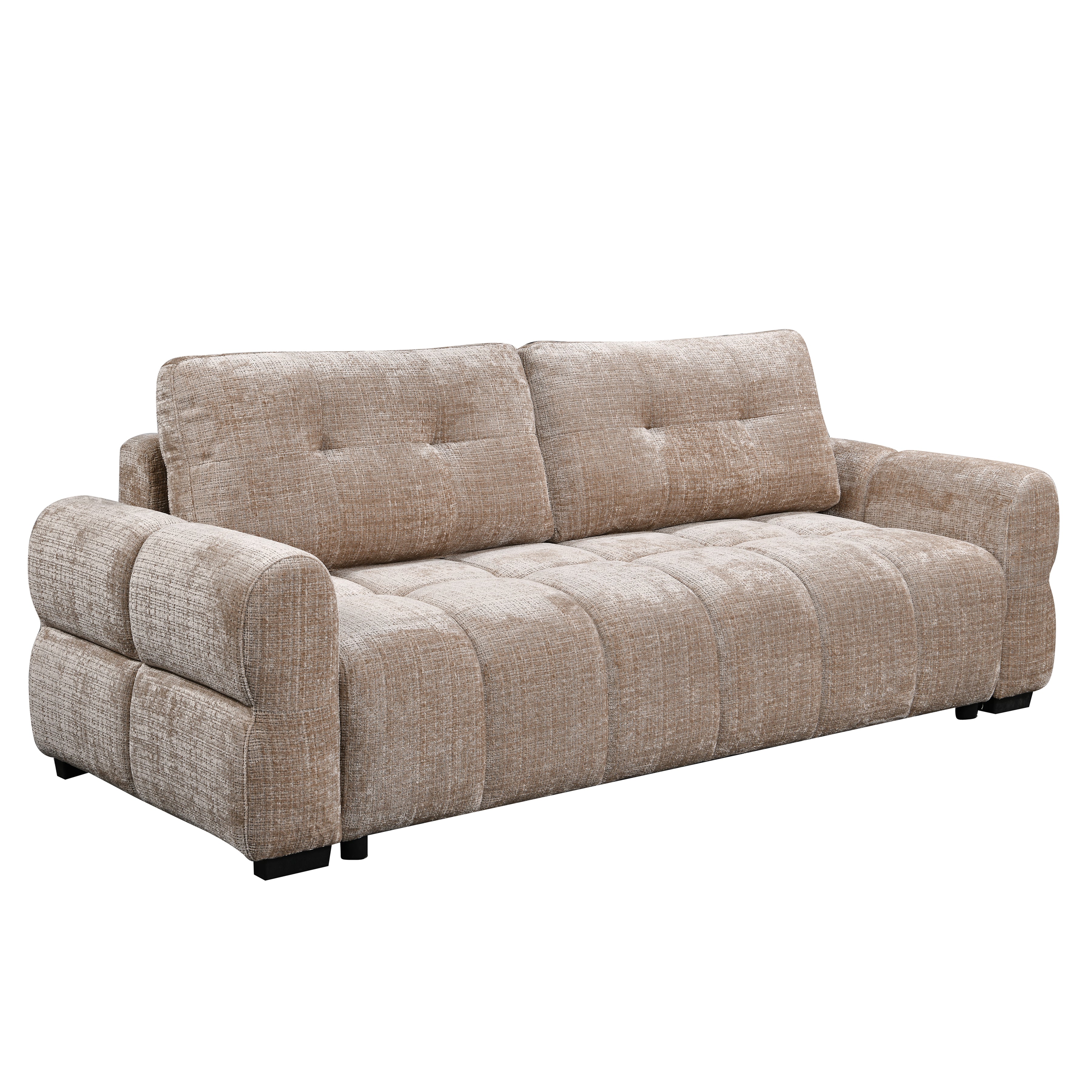 Cara 92 in. Beige Upholstered Tufted Sofa Bed-Living Room-DECOROLALA