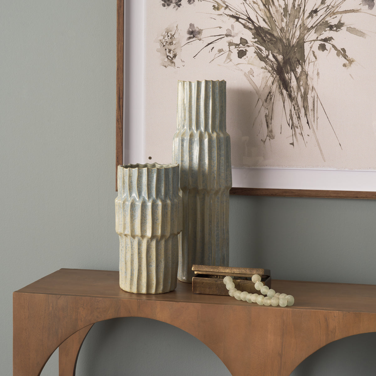 Cardon 14.4H Gray Ceramic Vase-Vase-DECOROLALA