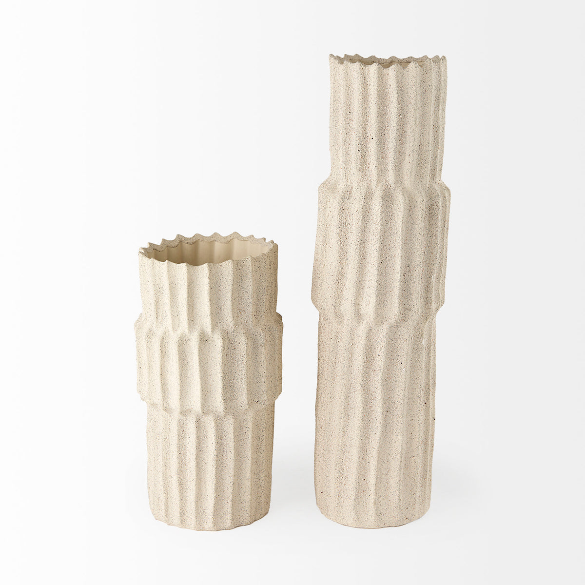 Cardon 23.0H Cream Ceramic Vase-Vase-DECOROLALA