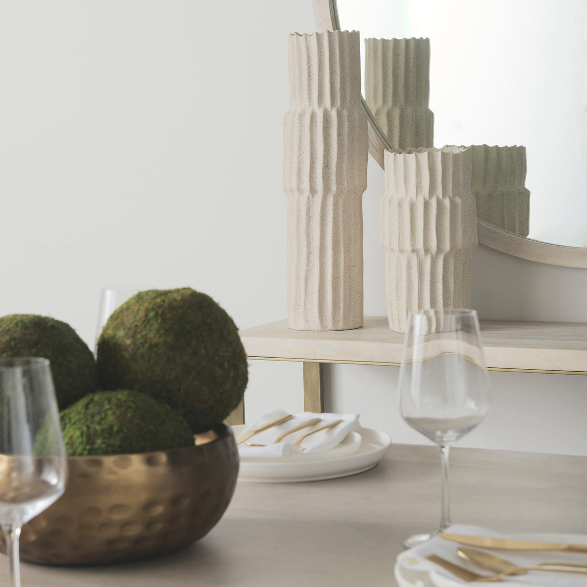 Cardon 23.0H Cream Ceramic Vase-Vase-DECOROLALA