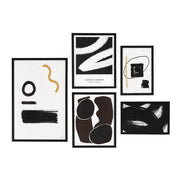 Carife 5 Piece Wide Wall Art, Black-Wall Art Prints-DECOROLALA