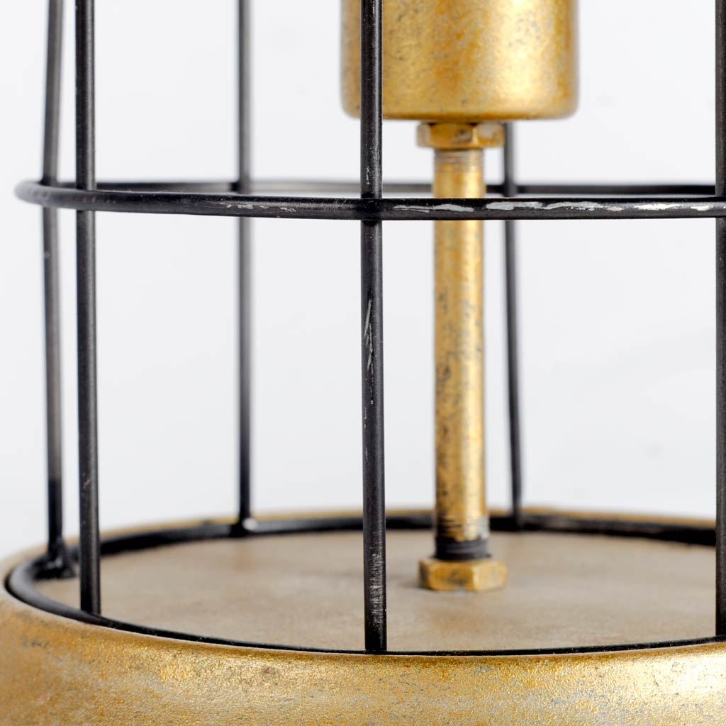 Carkner I (38"H) Gun-Metal Grey Cylindrical Metal Cage Table Lamp-Table Lamps-DECOROLALA