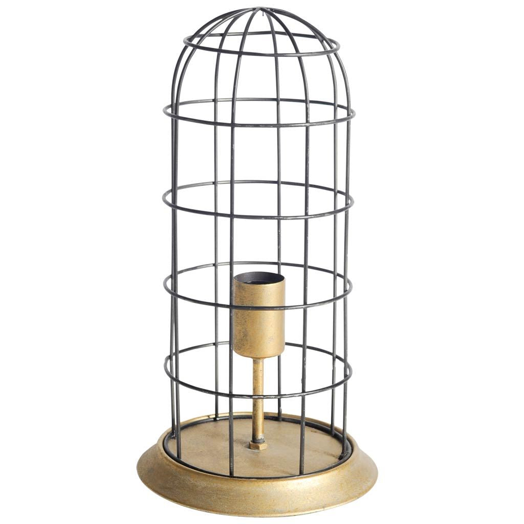 Carkner I (38"H) Gun-Metal Grey Cylindrical Metal Cage Table Lamp-Table Lamps-DECOROLALA