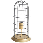 Carkner I (38"H) Gun-Metal Grey Cylindrical Metal Cage Table Lamp-Table Lamps-DECOROLALA
